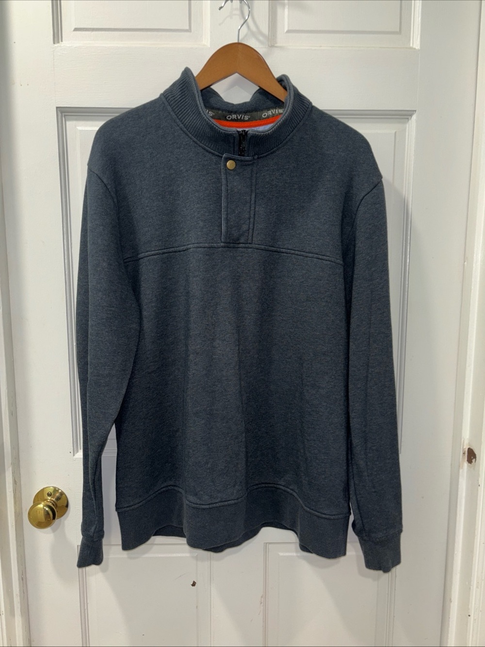 Orvis Men’s Signature 1/4 Zip Sweatshirt Size XL Dark Heathered Navy Pullover